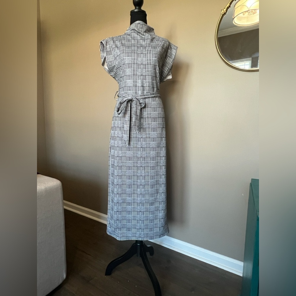 SHEIN Black and White Plaid Maxi Dress